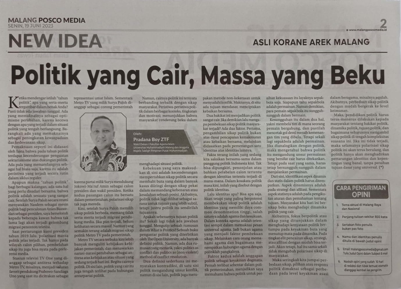 Politik Yang Cair, Massa Yang Beku - Malang Posco Media - UMM Dalam ...